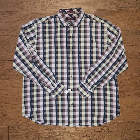 Tommy Bahama Men's 100% Silk Button Down Shirt Check Multi Colored Size XL - Picture 1 of 9